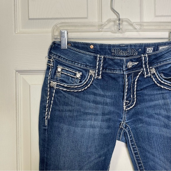 Miss Me Women's Loose Saddle Stitch Border Boot Cut Jean Sz 27 - Picture 5 of 11